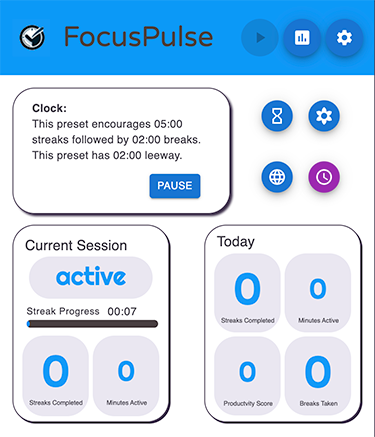 FocusPulse web app screenshot